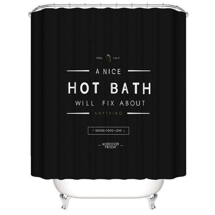 Luxurious Black Shower Curtain with Playful Bathtub Design