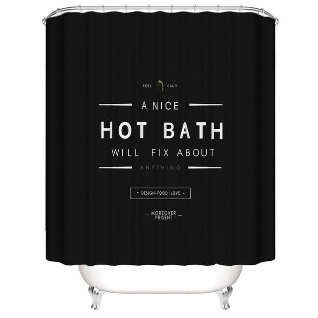 Luxurious Black Shower Curtain with Vibrant Bath Time Print