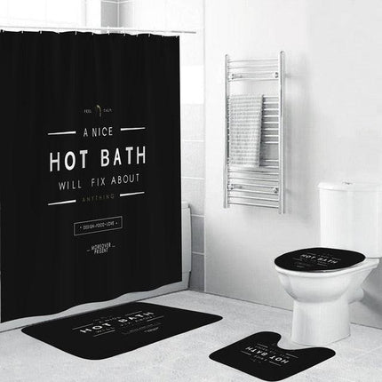 Luxurious Black Shower Curtain with Playful Bathtub Design