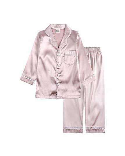Elegant Kids' Long Sleeve Satin Sleepwear Set