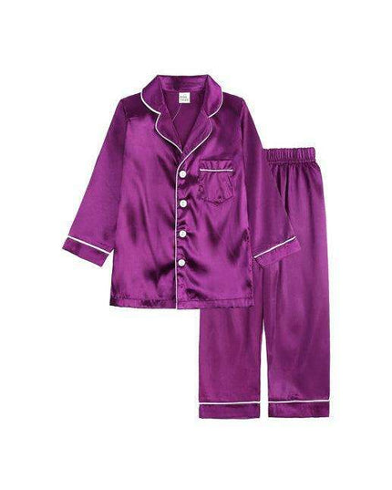 Elegant Kids' Long Sleeve Satin Sleepwear Set