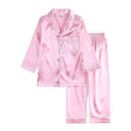 Elegant Kids' Long Sleeve Satin Sleepwear Set