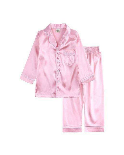 Elegant Kids' Long Sleeve Satin Sleepwear Set