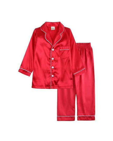 Elegant Kids' Long Sleeve Satin Sleepwear Set