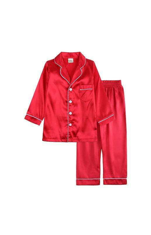 Elegant Kids' Long Sleeve Satin Sleepwear Set
