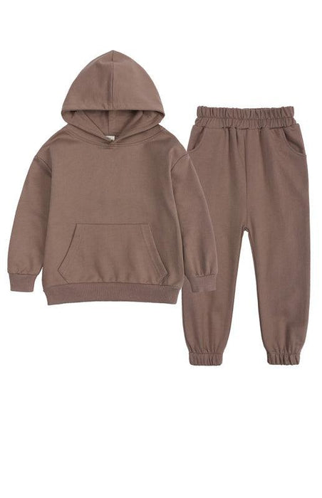 Cozy Kids' Hooded Sweatshirt and Trousers Set with Brushed Fabric