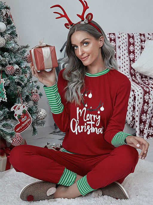 Festive Holiday Striped Lounge Wear Set for Women