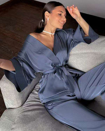 Chic Comfort Belted Pajama Set for Women