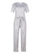 Allover Print Crew Neck Pajama Set for Women