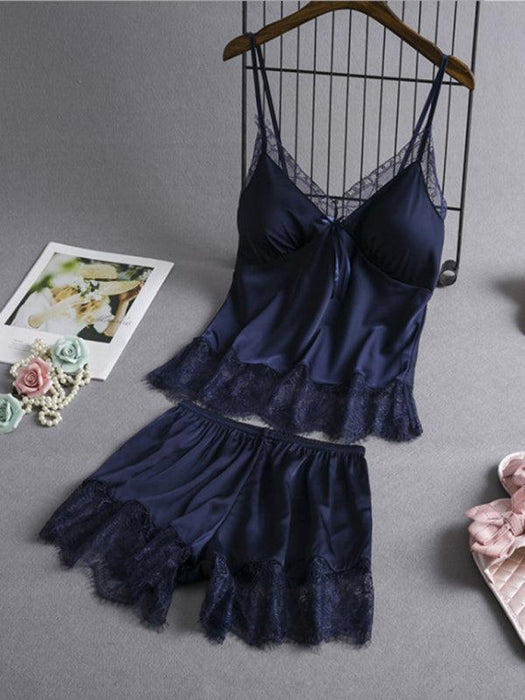 Sweet Lace Trimmed Camisole and Shorts Set for Women