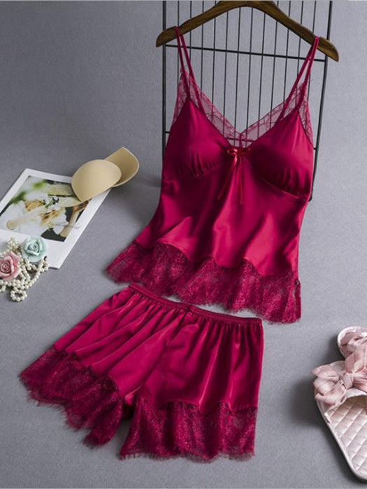 Sweet Lace Trimmed Camisole and Shorts Set for Women