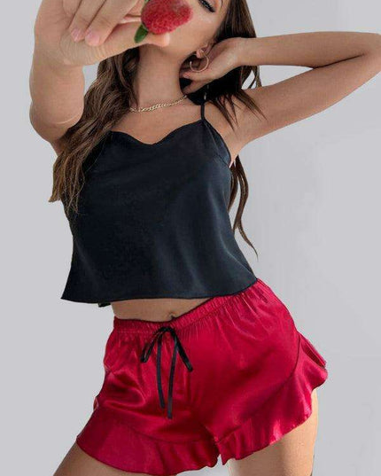 Elegant Contrast Camisole and Shorts Sleepwear Set for Women
