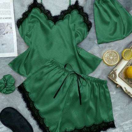 Lace-Embellished Women's Camisole and Shorts Pajama Set