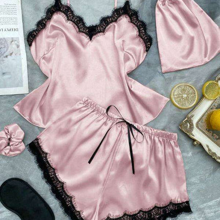 Lace-Embellished Women's Camisole and Shorts Pajama Set