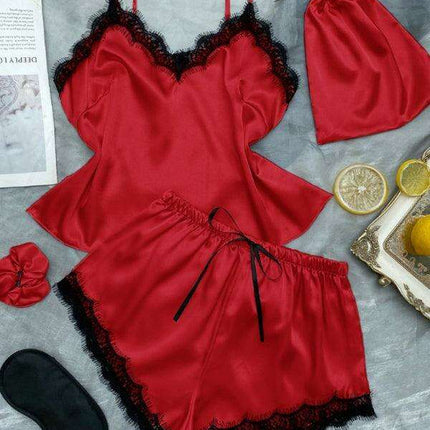 Lace-Embellished Women's Camisole and Shorts Pajama Set