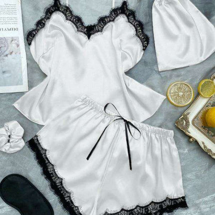 Lace-Embellished Women's Camisole and Shorts Pajama Set