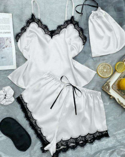 Lace-Embellished Women's Camisole and Shorts Pajama Set