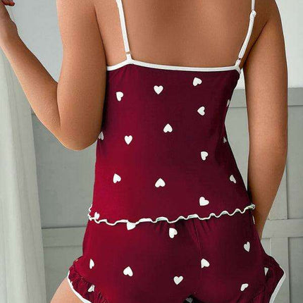 Charming Heart Print Women's Pajama Set - Stylish Comfort for Cozy Nights