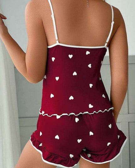 Charming Heart Print Women's Pajama Set - Stylish Comfort for Cozy Nights