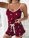 Heart Patterned Women's 2-Piece Pajama Set with Halloween Vibes