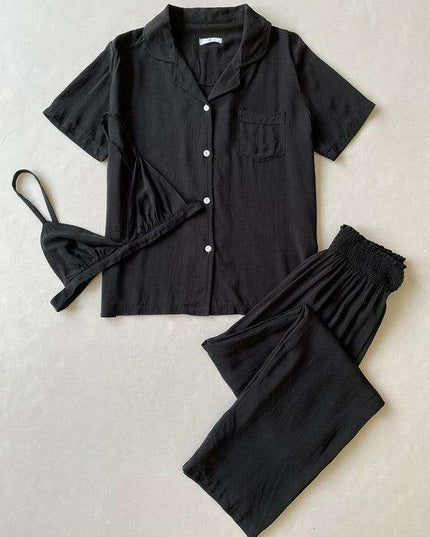 Elegant Rayon Women's Three-Piece Sleepwear Set