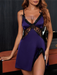 Seductive Lace Suspender Nightgown with Plunging Neckline and Sheer Details