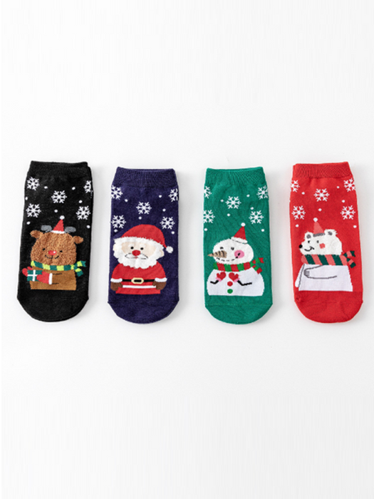 Cozy Christmas Cotton Socks Bundle - Set of 4