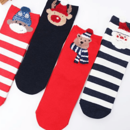 Festive 3D Ear Christmas Socks Variety Pack (Set of 4)