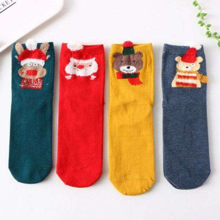 Festive 3D Ear Christmas Socks Variety Pack (Set of 4)