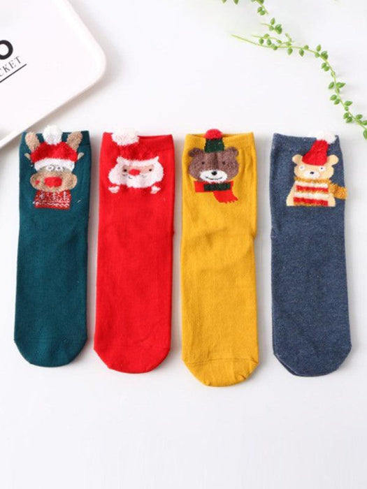 Festive Christmas 3D Ear Detail Cozy Socks Set (Pack of 4)