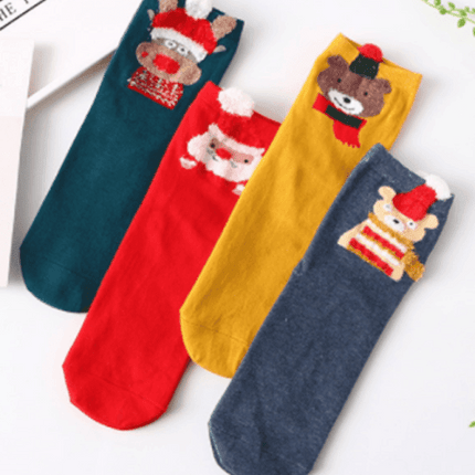 Festive 3D Ear Christmas Socks Variety Pack (Set of 4)