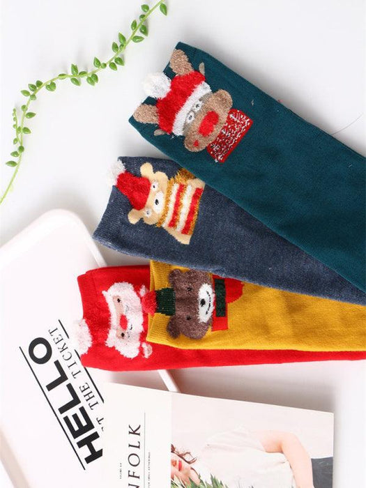 Festive Christmas 3D Ear Detail Cozy Socks Set (Pack of 4)