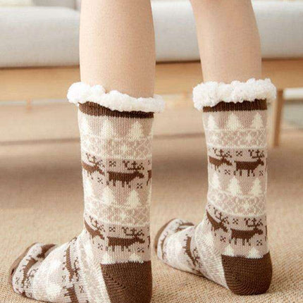 Festive Comfort Cotton Slipper Socks for Winter Warmth