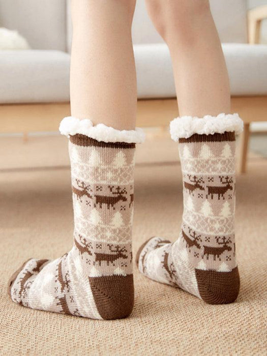 Festive Holiday Cotton Slipper Socks for Warm Winter Feet