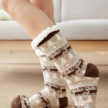 Festive Comfort Cotton Slipper Socks for Winter Warmth