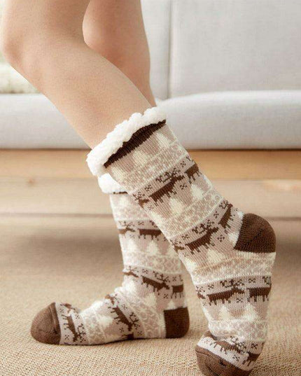 Festive Comfort Cotton Slipper Socks for Winter Warmth