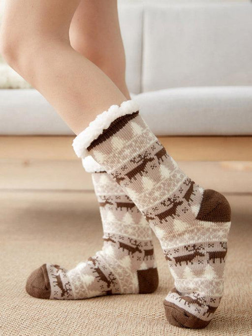 Festive Holiday Cotton Slipper Socks for Warm Winter Feet