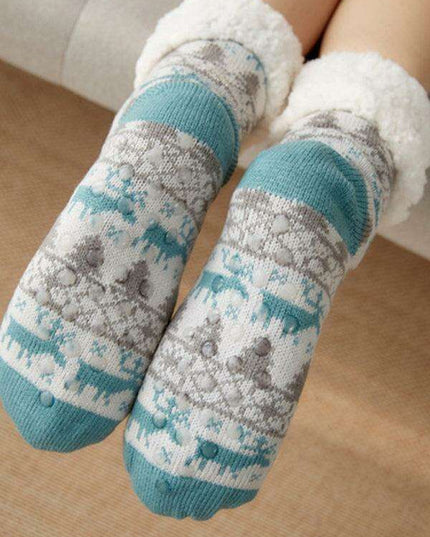 Festive Comfort Cotton Slipper Socks for Winter Warmth