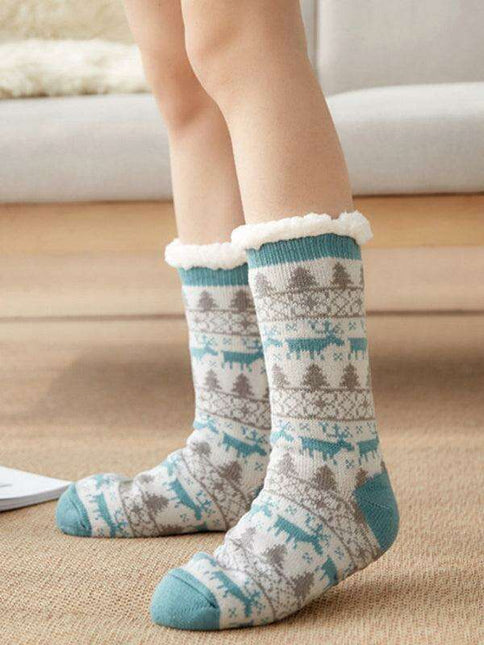 Festive Comfort Cotton Slipper Socks for Winter Warmth