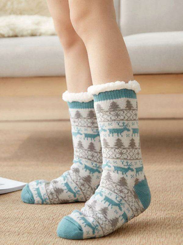 Festive Comfort Cotton Slipper Socks for Winter Warmth