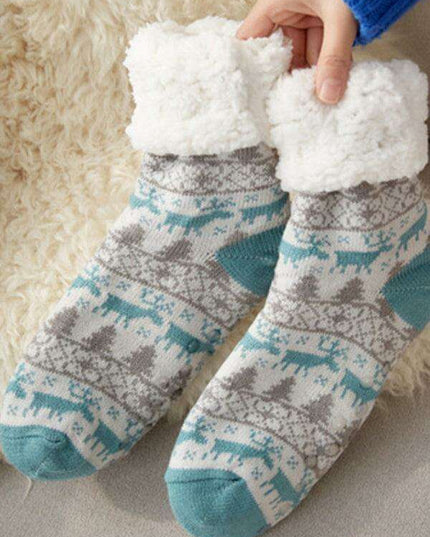 Festive Comfort Cotton Slipper Socks for Winter Warmth