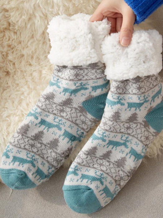 Festive Holiday Cotton Slipper Socks for Warm Winter Feet