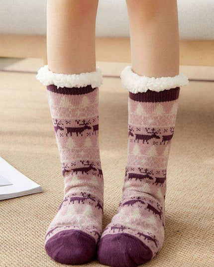 Festive Comfort Cotton Slipper Socks for Winter Warmth