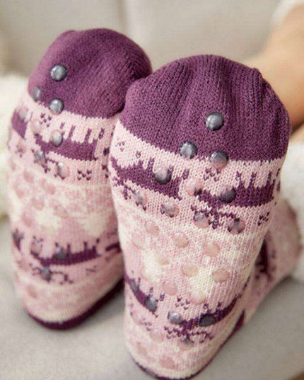 Festive Comfort Cotton Slipper Socks for Winter Warmth