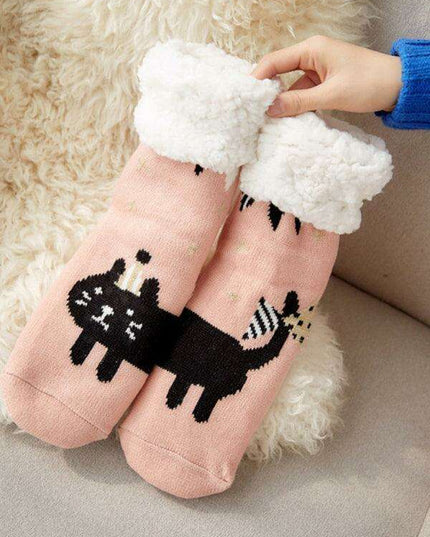 Festive Comfort Cotton Slipper Socks for Winter Warmth