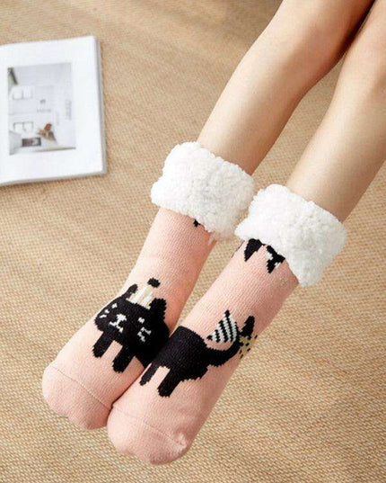 Festive Comfort Cotton Slipper Socks for Winter Warmth