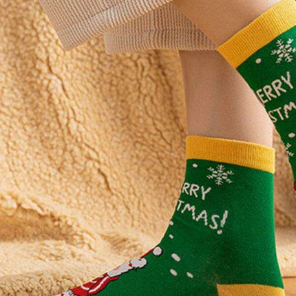 Festive Christmas Cotton Socks with Playful Cartoon Patterns