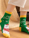 Festive Holiday Cotton Socks with Whimsical Christmas Characters
