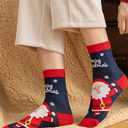 Festive Christmas Cotton Socks with Playful Cartoon Patterns