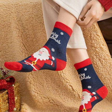 Festive Christmas Cotton Socks with Playful Cartoon Patterns